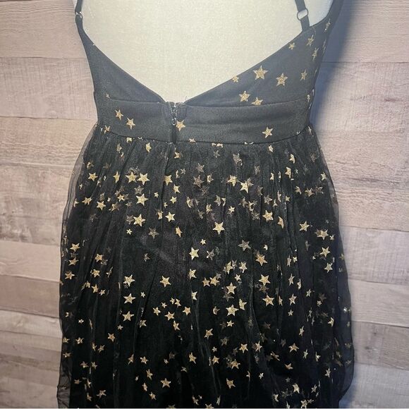 Lulus Favorite Moment Black & Gold Star Print Backless Skater Dress - Picture 14 of 16